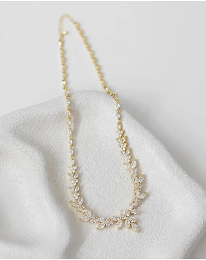 The White Collection - Courtney - Statement Gold Bridal Necklace