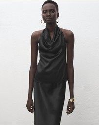 M.N.G - Draped Neck Satin Top