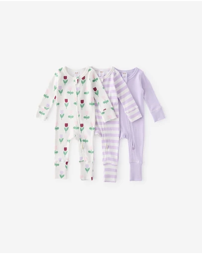Cotton On Kids - The 3Pk Long Sleeve Zip Romper