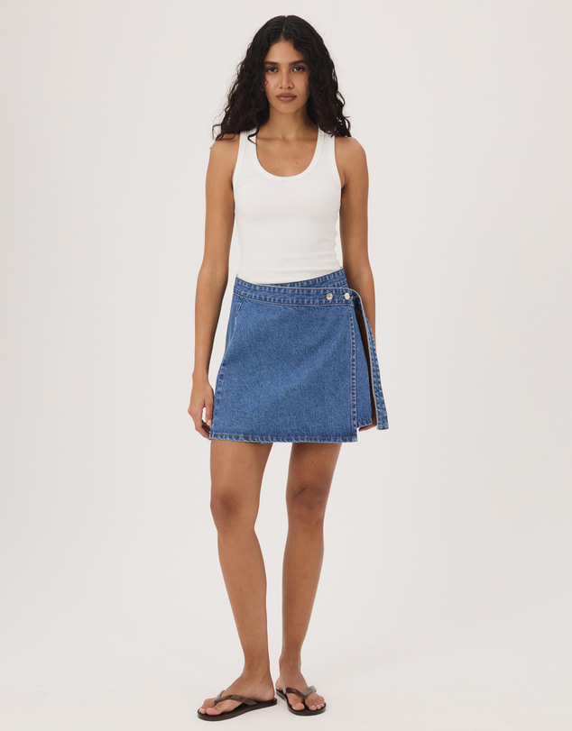 Atmos&Here - Olivia Denim Wrap Mini Skirt