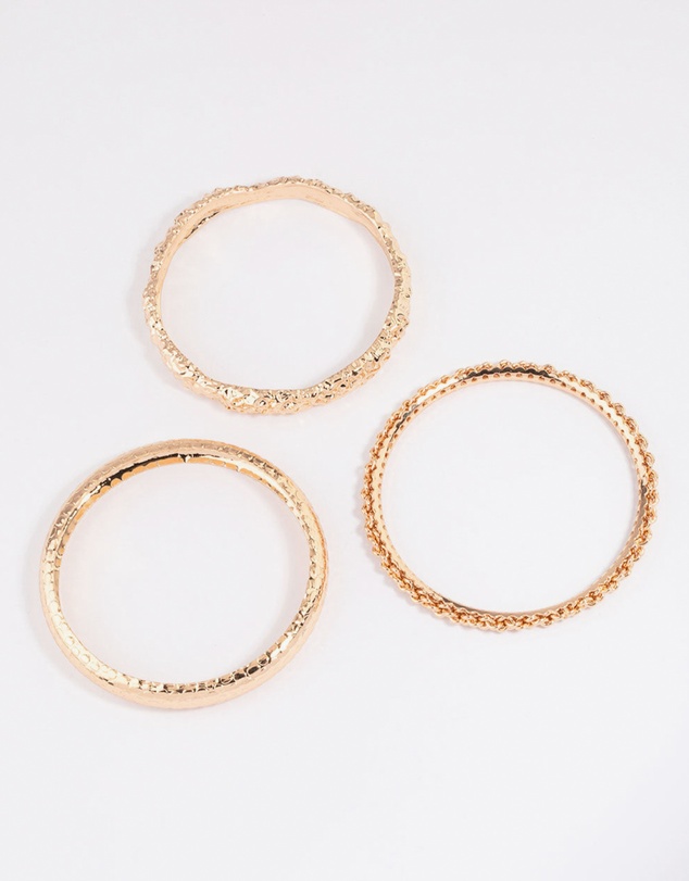 Lovisa - Gold Multi Pack Textured Bangles