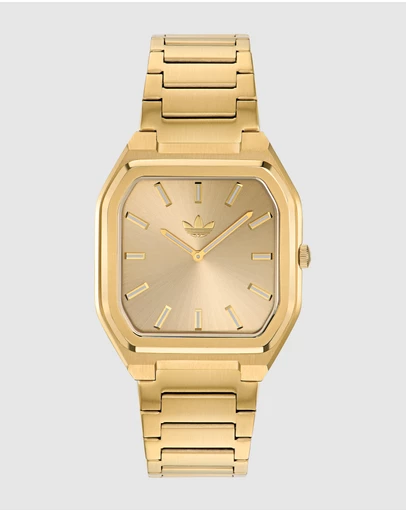 adidas Originals - City Tech Square 39mm Gold-Tone Stainless Steel Bracelet Watch
