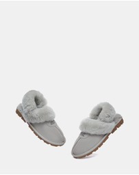 EVERAU - Australian Shepherd Ugg Waffle Fluffy Double Faced Sheepskin Upper House Shoes