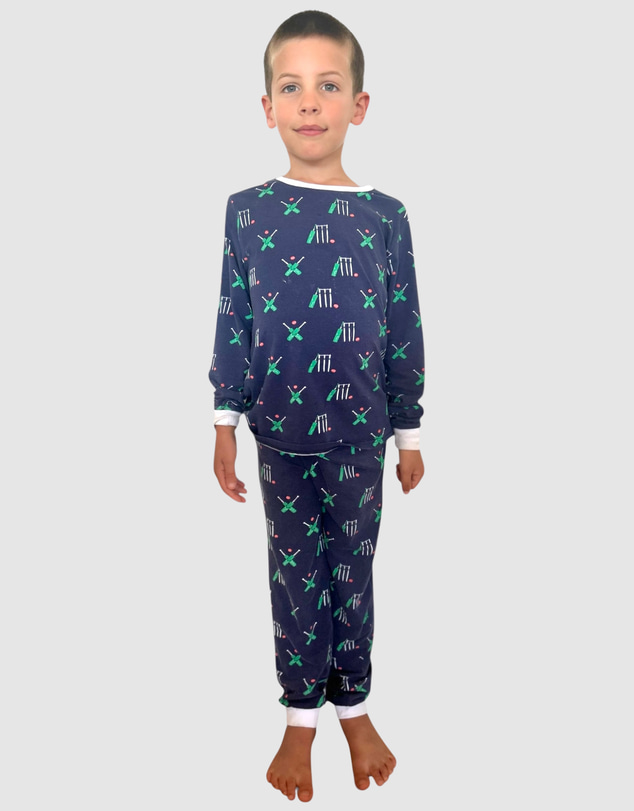 Sant And Abel - Kids Cricket Navy Long PJ Set