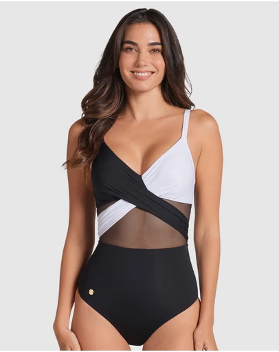 Leonisa - Recycled Nylon Shaping One-Piece Swimsuit with Mesh