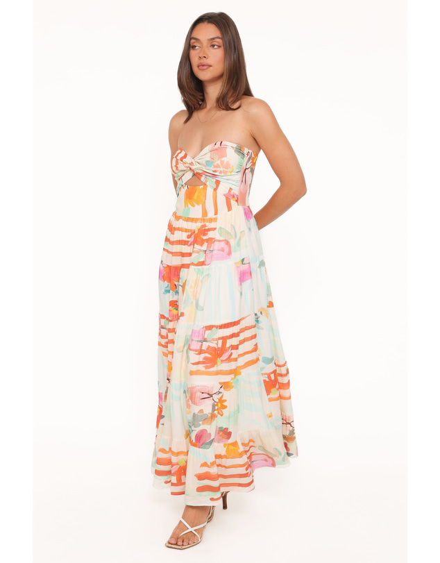 Petal & Pup - Sitara Strapless Midi Dress - Blue Alfresco Floral