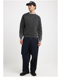 Black Noise White Rain - Scrawl Waffle Knit Jumper