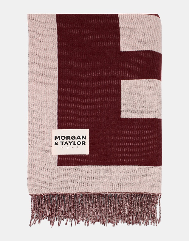 Morgan & Taylor - Willow Throw Blanket in Beige and Burgundy Red