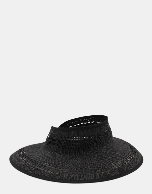 Morgan & Taylor - Tessa Woven Straw Visor in Black