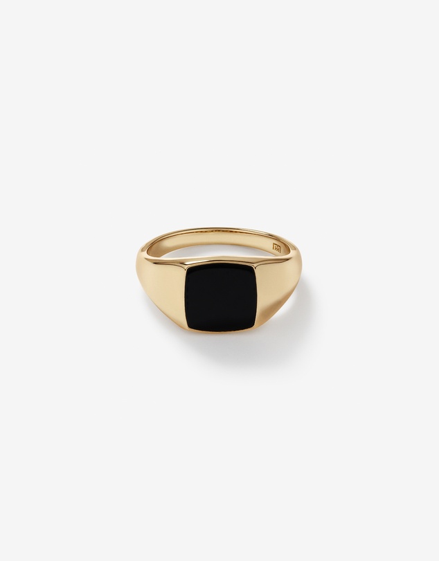 Michael Hill - Men's Ring with Cushion-Shaped Onyx in 10kt Yellow Gold