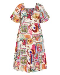 City Chic - Simona Print Puff Sleeve Dress