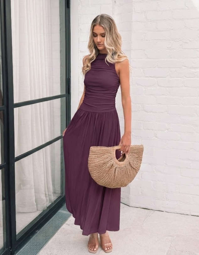 Esther & Co - Balayage Dress - Wine