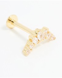 Lovisa - Gold Plated Titanium Cubic Zirconia Triangular Marquise Flat Back Stud
