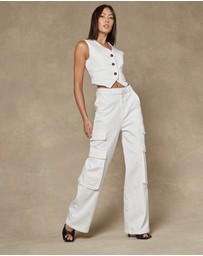DRICOPER DENIM - Cargo Ivory Wide Leg Pants