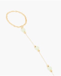 Lovisa - Waterproof Gold Plated Stainless Steel Green Jade Semi Precious Stone Hand Chain