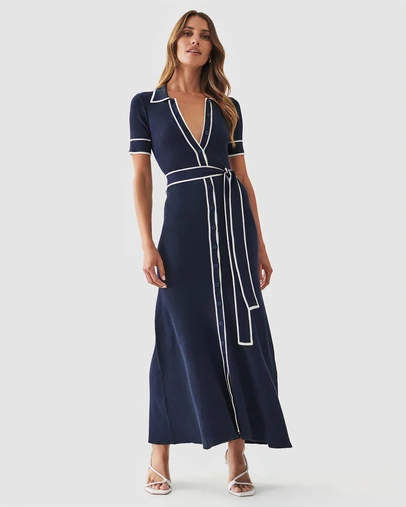 Tussah - Lisa Contrast Trim Knit Midi Dress