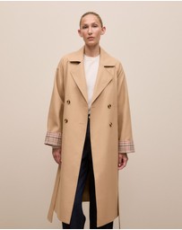 Trenery - Cotton Twill Cuff Detail Trench Coat in Tan