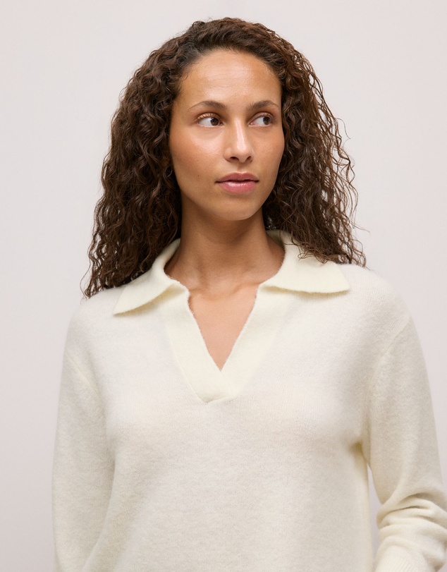 Trenery - Alpaca Merino Blend Polo in Marshmallow
