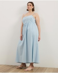 Atmos&Here Curvy - Alex Linen Blend Empire Waist Midi Dress