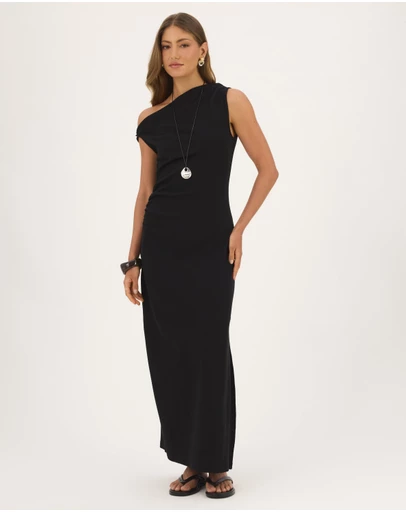 Atmos&Here - Heidi Organic Cotton Rib Off Shoulder Midi Dress