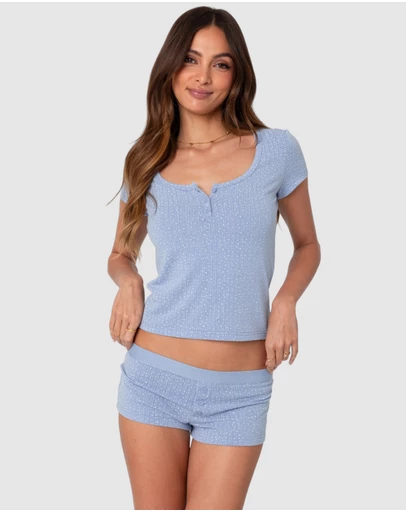 EDIKTED - Lorelei Printed Pointelle Henley Top
