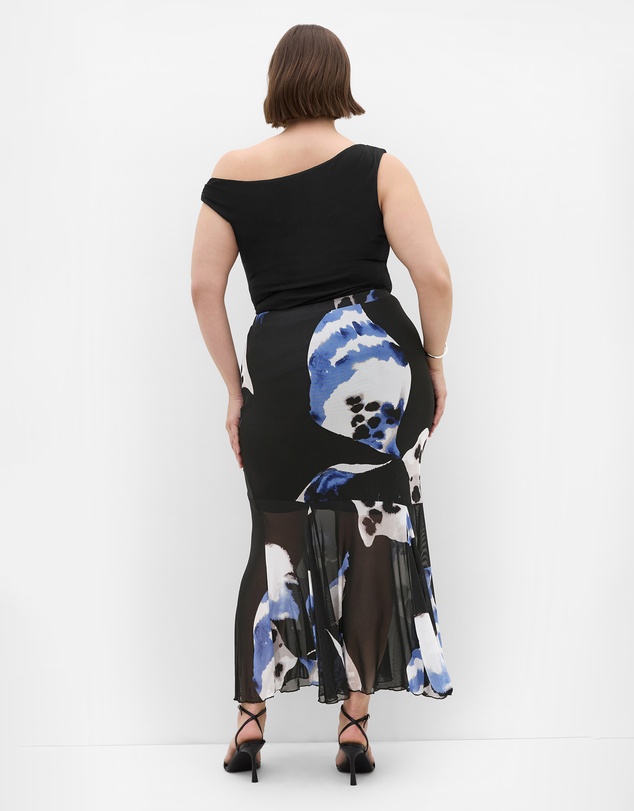 City Chic - Anna Bloom Print Ruched Skirt