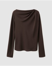M.N.G - Draped Boat-Neck Blouse