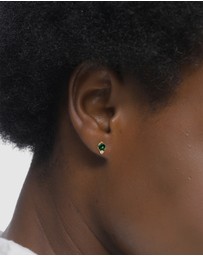 Elli Jewelry - Earrings Stud Emerald Circle 925 Sterling Silver Gold-Plated