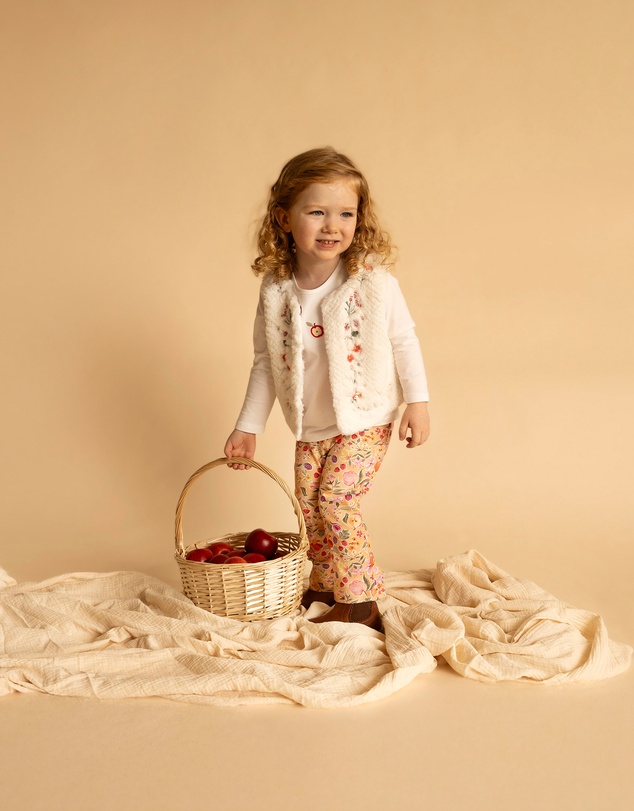Fox & Finch - Orchard Bloom Emb. Faux Fur Vest 3-7 Yrs