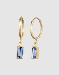 Elli Jewelry - Earrings Hoops Crystal Rectangle 925 Sterling Silver Gold-Plated