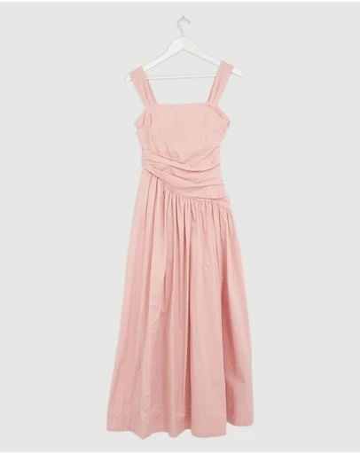 Revibe - Repaired AERE Kylara Ruched Midi Dress - AU 8