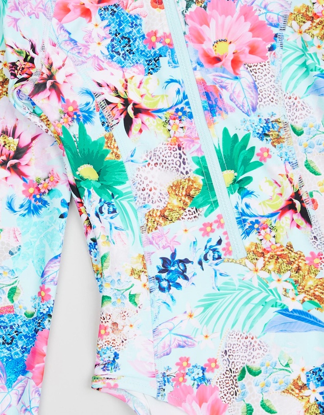 Bluesalt Beachwear - Glamour Animal Long Sleeve Surf Tank One Piece