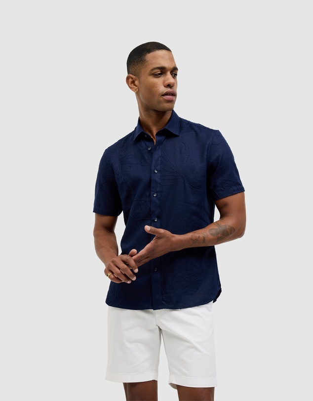 Politix - Embroidered Floral Short Sleeve Shirt