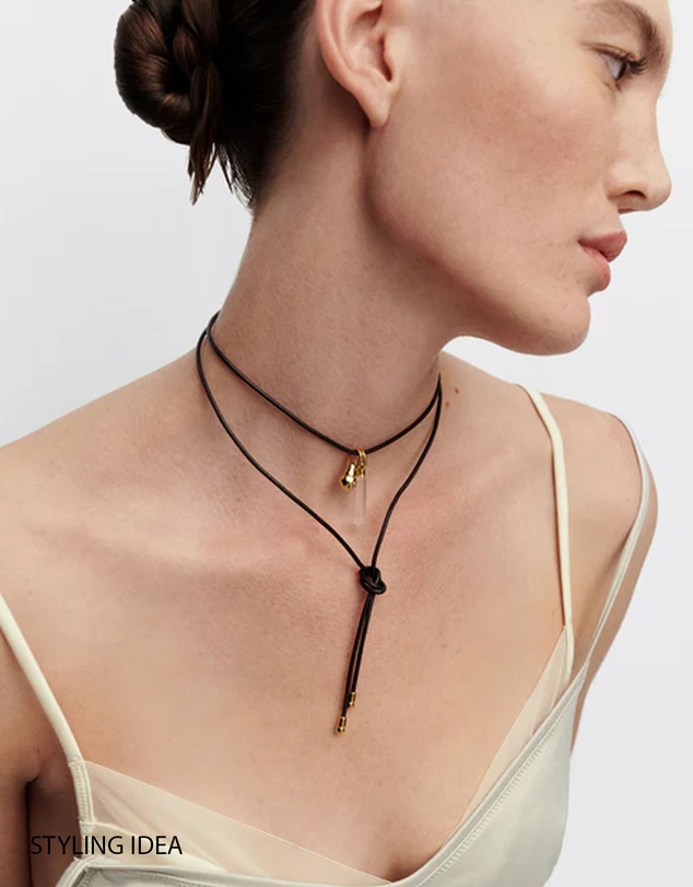 PDPAOLA - Dana Leather Bow Necklace
