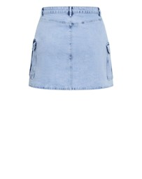 City Chic - Plus size Carla Cargo Denim Skirt - mid wash