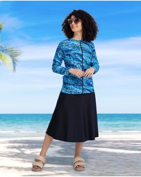 Modest Mermaid - Splash zip 3/4 sleeve swim top SPF50+