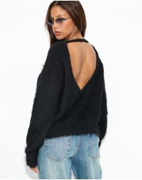 Dazie - Yasmin Open Back Fluffy Knit Jumper
