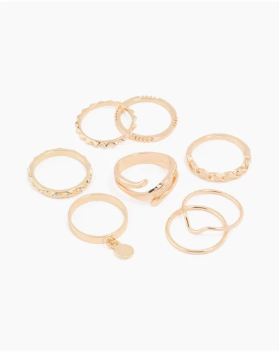 Lovisa - Gold Swirl Mixed Stacking Rings 8-Pack