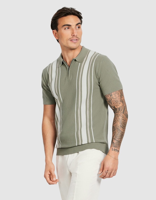 Tarocash - Dane Stripe Knit Polo
