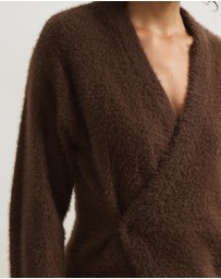 Atmos&Here - Cara Asymmetric Buttoned Knit Cardigan