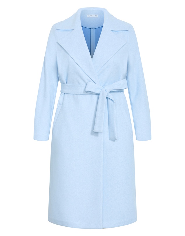 City Chic - Plus size Riley Row Belted Coat - powder blue