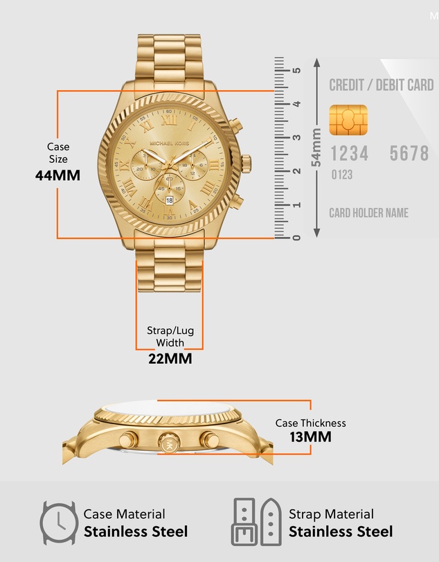 Michael Kors - Lexington Gold Tone Chronograph Watch
