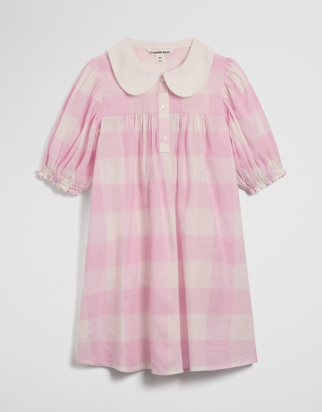 Country Road - Short Sleeve Gingham Collar Dress