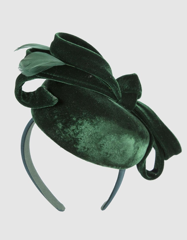 Max Alexander - Velvet Green Winter Pillbox Fascinator