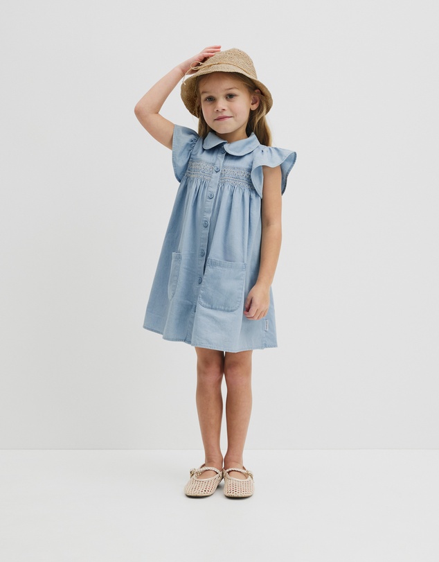 Country Road - Organically Grown Cotton Short Sleeve Chambray Dress