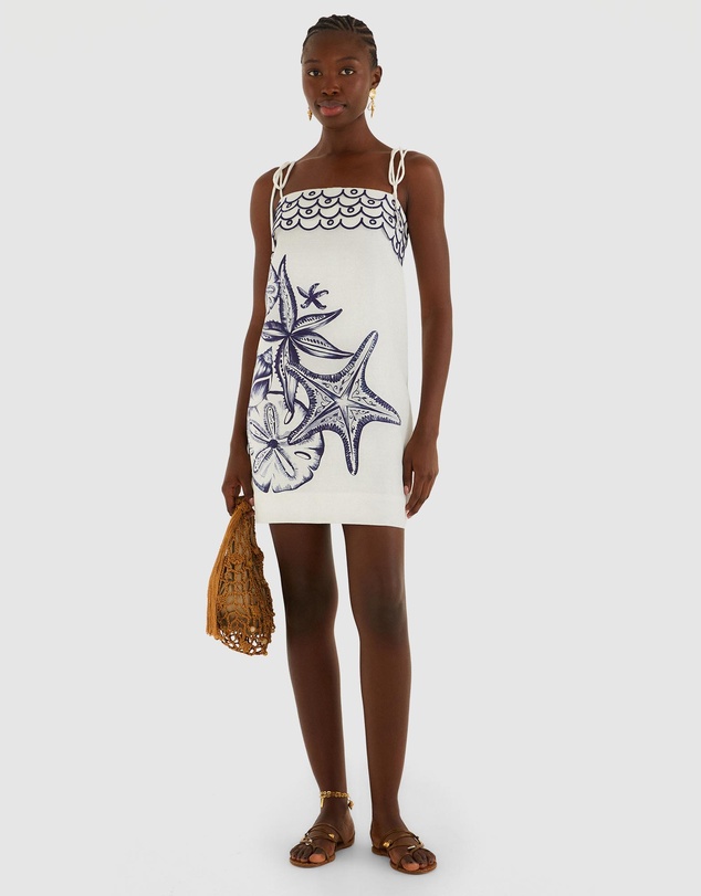 Farm Rio - Coast Stars Off-White Mini Dress