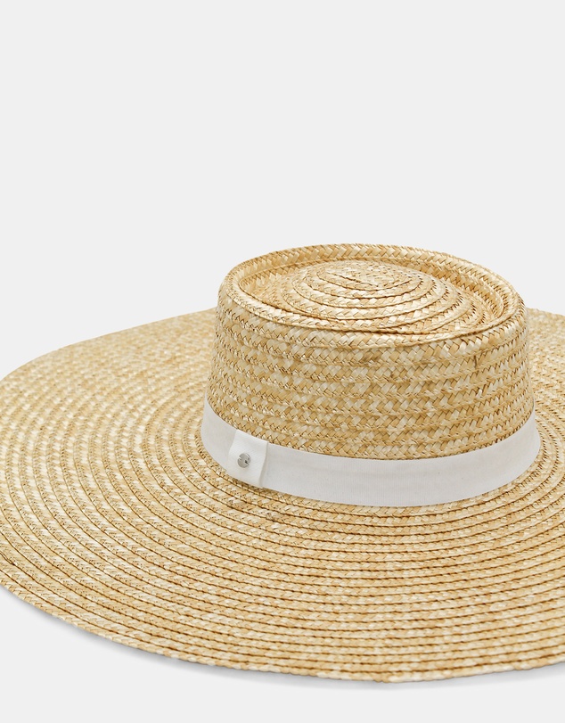 Morgan & Taylor - Ashton Wide-Brim Straw Boater in Natural Beige