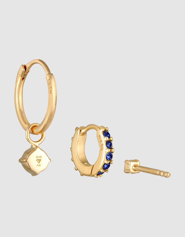 Elli Jewelry - Crystal Earring Set in Gold-Plated 925 Silver