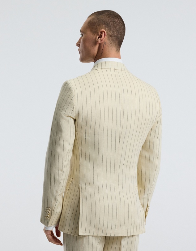 Calibre - Striped Double-Breasted Suit Jacket Bone