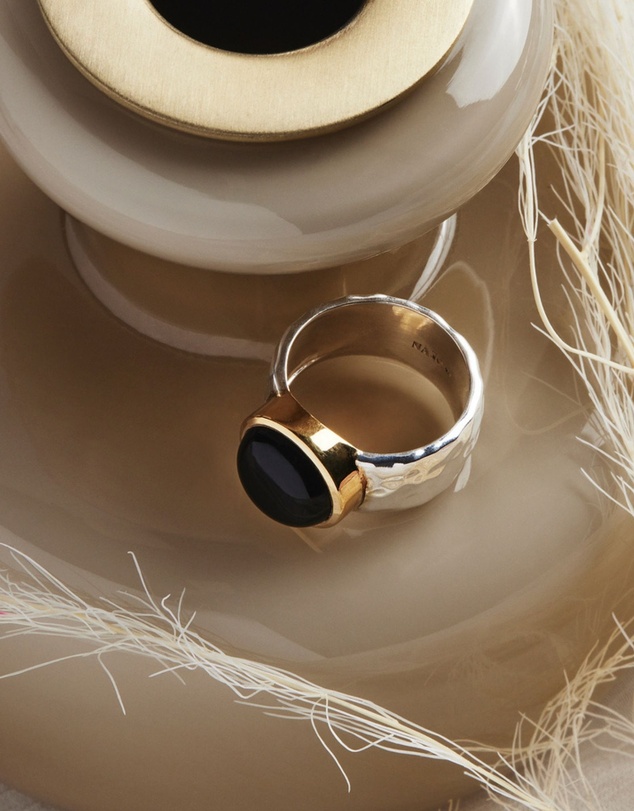 Najo - Chroma Two Tone Gold Black Onyx Ring